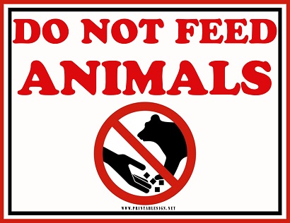 dont feed animals sign
